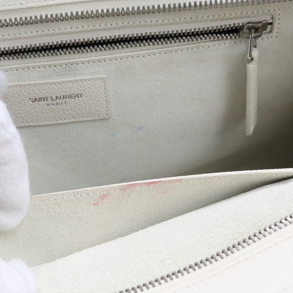 Saint Laurent Cava Rive Gauche Handbag Leather White - Picture 7 of 16